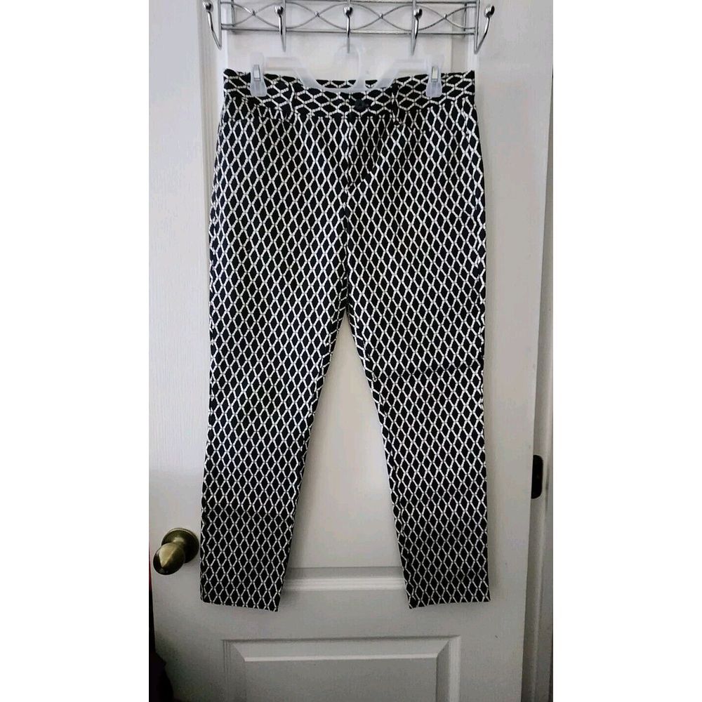 GAP Slim City Womens cropped Mid-Rise Pants‎ stretch navy blue white Size 4